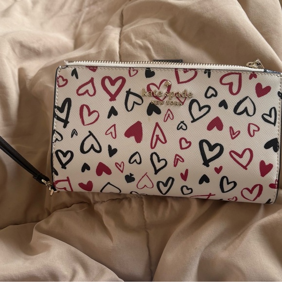 kate spade Handbags - Kate Spade Staci White and Black Heart Print Women's writ wallet
